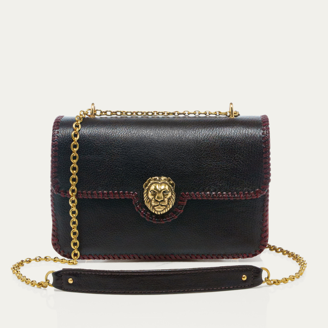 Sac Cuir Big Ava Brodé Brun