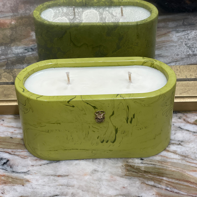 Bougie Grand Modele Effet Laiton Couleur Moutarde