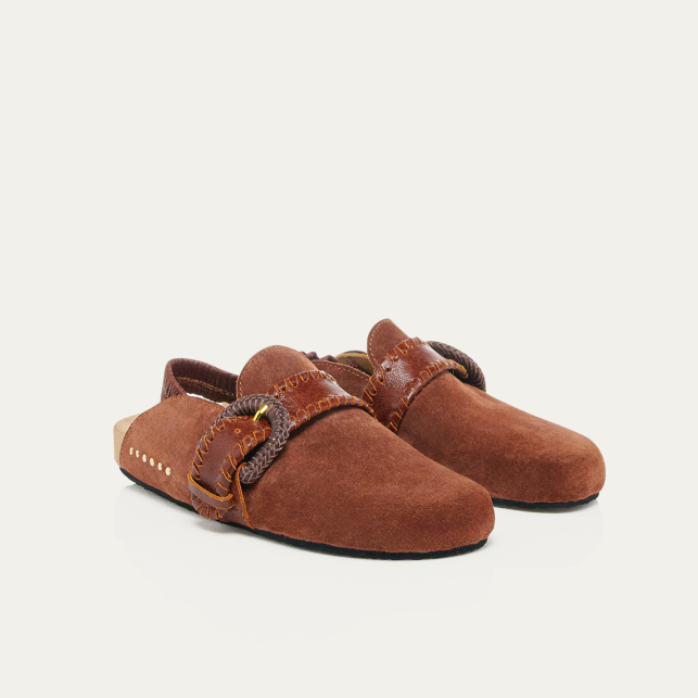 Mules Georgette Veau Velours Cognac