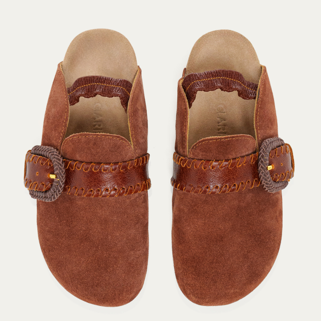 Mules Georgette Veau Velours Cognac