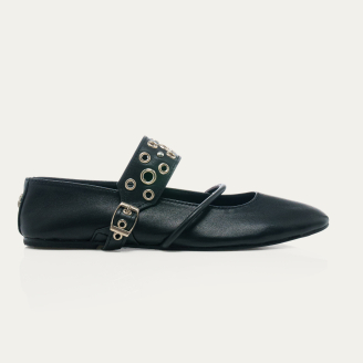 Ballerines Adele Cuir Noir Nappa Argent