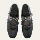 Adele Ballerinas Black Nappa Leather Silver