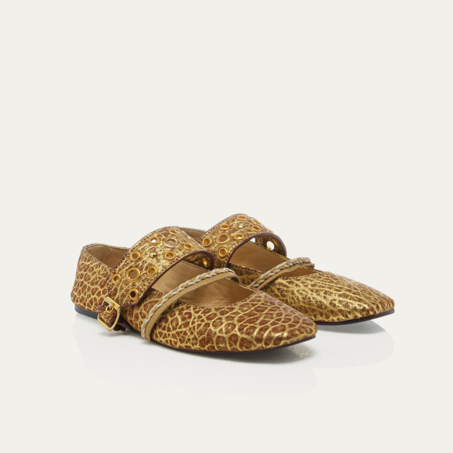 Ballerines Adele Cuir Bubble Or Antique
