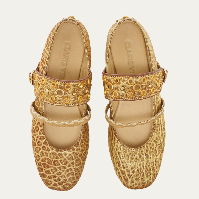 Ballerines Adele Cuir Bubble Or Antique