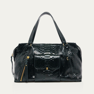 Black Python Gold Juno Bag