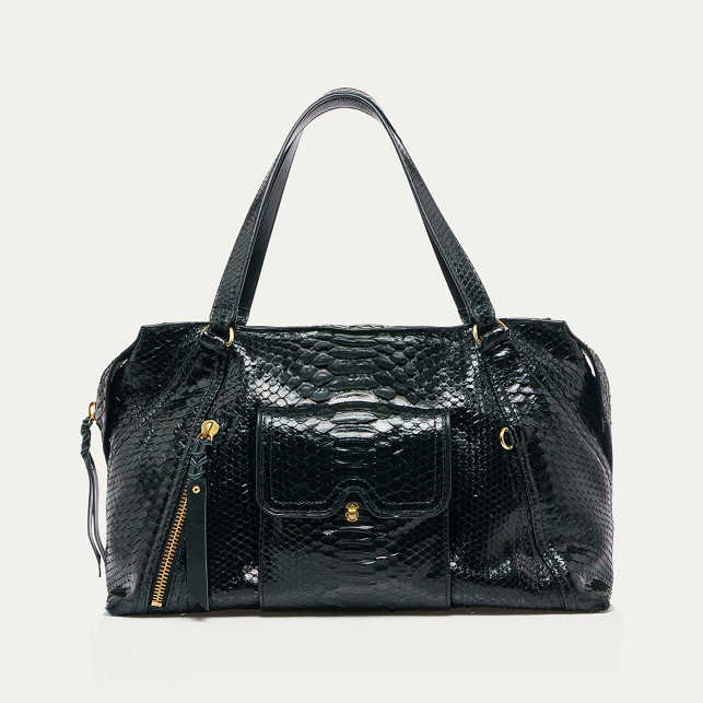 Black Python Gold Juno Bag