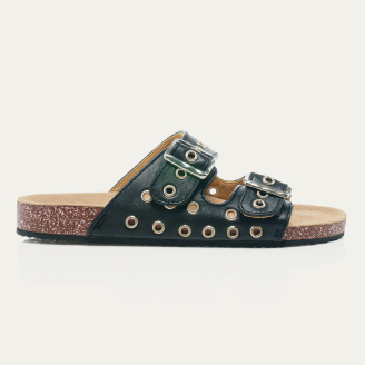 Sandales Cuir Nappa Noir Odette Oeillets