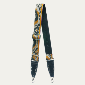 Endek Black Printed Strap with Hooks Silver
