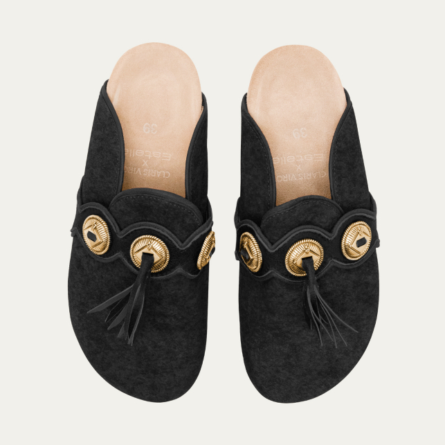 Mules Georgette Suede Noire Collab Estelle