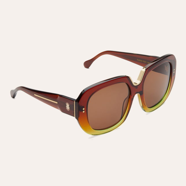 Lunette de Soleil Claris Virot Samama Cognac Vert Trans Brun