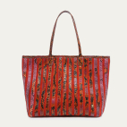 Cabas Marny python Abricot et suède coquelicot