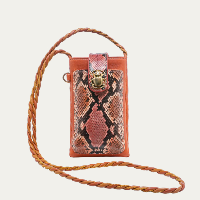 Etui Double Marcus Python Terracotta