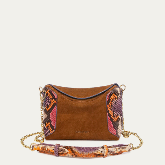 Sac Mini Gaia Python et Cuir Mix Tabac Rosavande