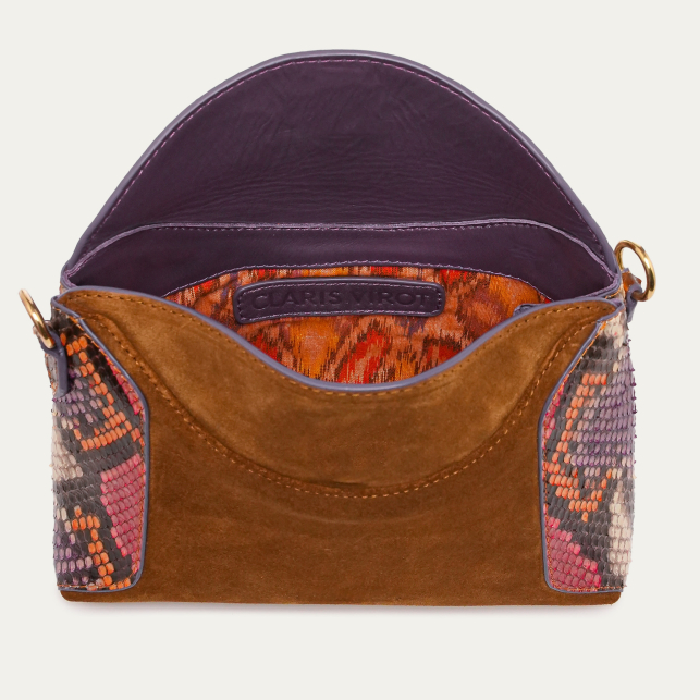 Rosavande and Tobacco Python and Leather Little Gaia Bag