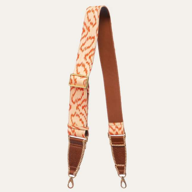 Ikat Off White & Red Fabric Strap