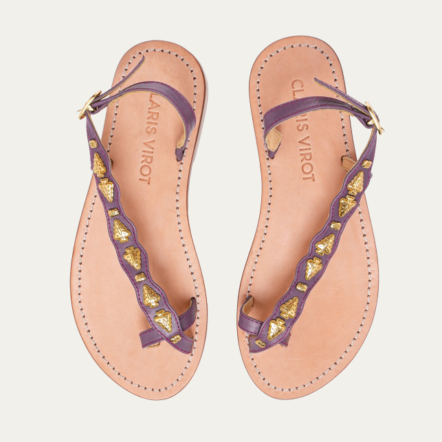 Lavender Leather Suzette Sandals