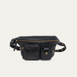 Black Leather Romeo Fanny Pack
