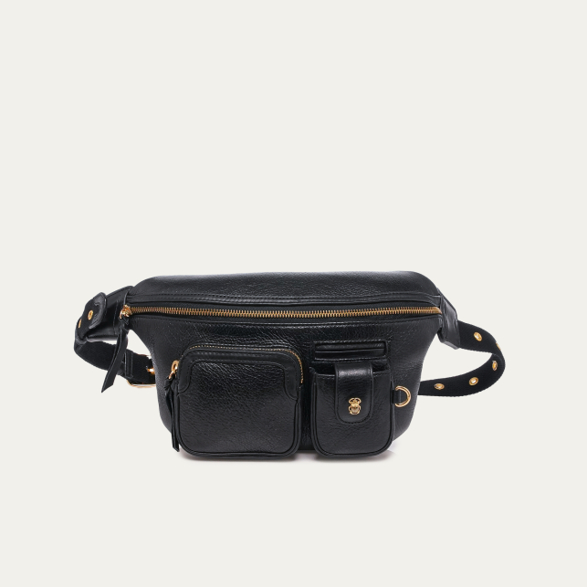 Black Leather Romeo Fanny Pack