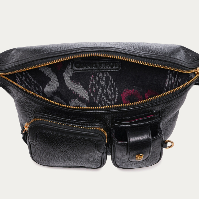Black Leather Romeo Fanny Pack