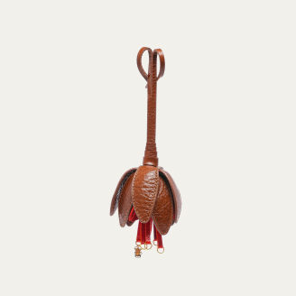 Tobacco & Poppy Flowers Leather Charm
