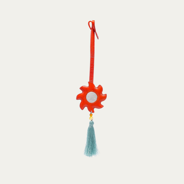 Grigri Cuir Soleil et Coquelicot