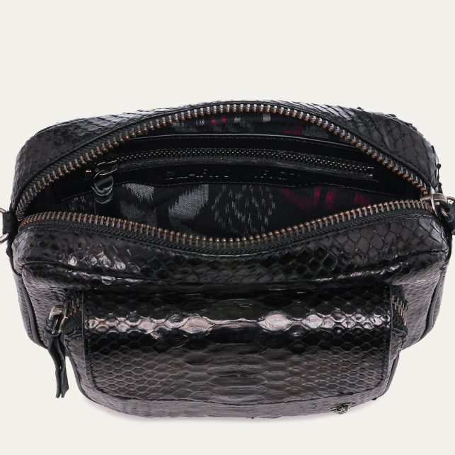 Sac Python Charly Noir Chaîne Argent