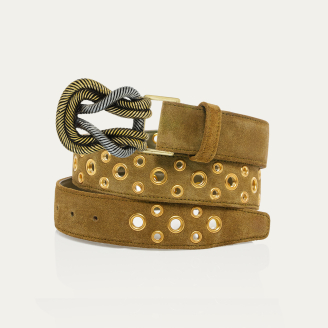 Knot Olive thick Suede with Eyelets Belt