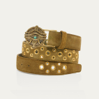 Ceinture Veau Velours Olive Avec Oeillets Oeil d'Oudjat