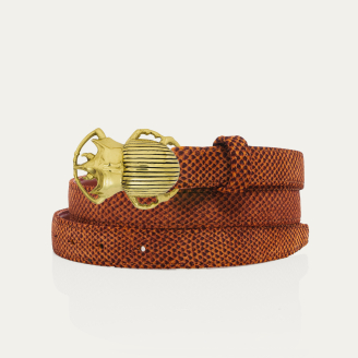 Baby Ceinture Veau Velours Sekhmet Scarabée Doré