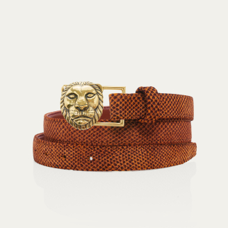 Sekhmet Thick Suede Lion Buckle Belt