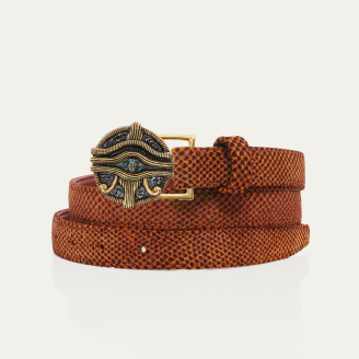 Sekhmet Thick Suede Oudjat Eye Buckle Belt