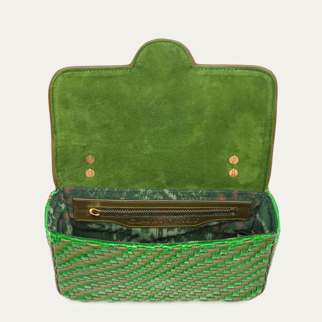 Sac Ava Medium Cuir Tressé Romarin