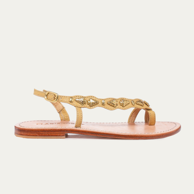 Off White Leather Suzette Sandals