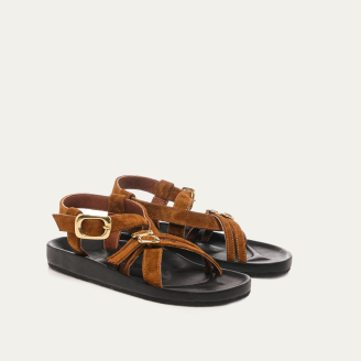 Tobacco Leather Claudette Sandals