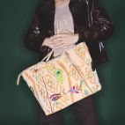 Amphora Python and Embroidered fabric India Tote
