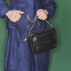 Sac Python Big Charly Noir Chaîne Argent