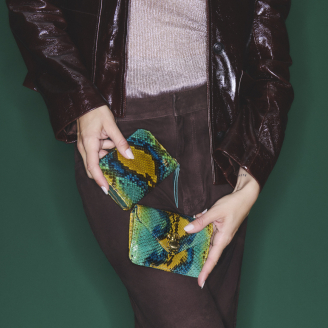Porte Cartes Python Alex Lotus Bleu