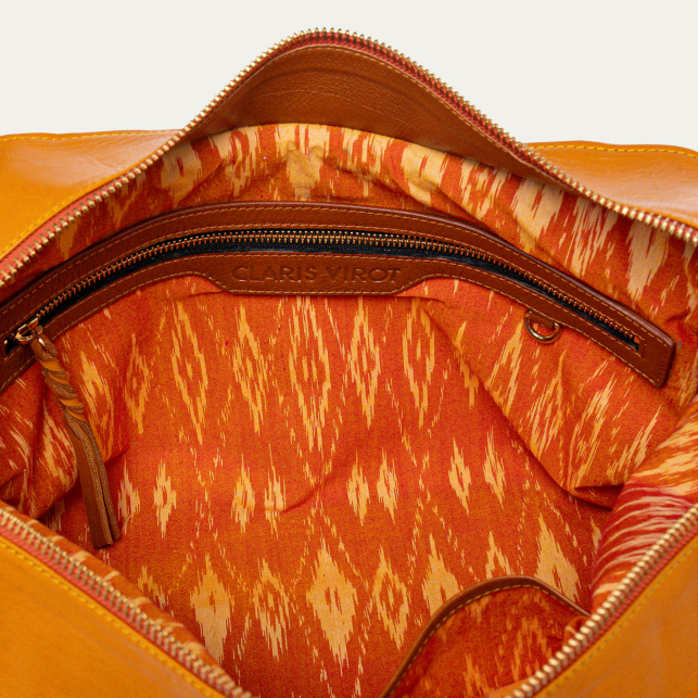 Sac Juno Cuir Mix Miel Brodé