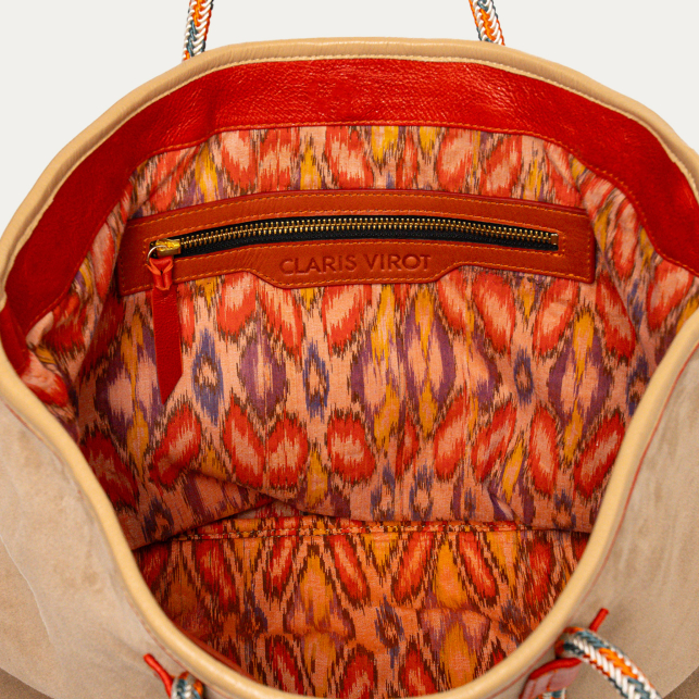 Tote bag Marny Suede Off white