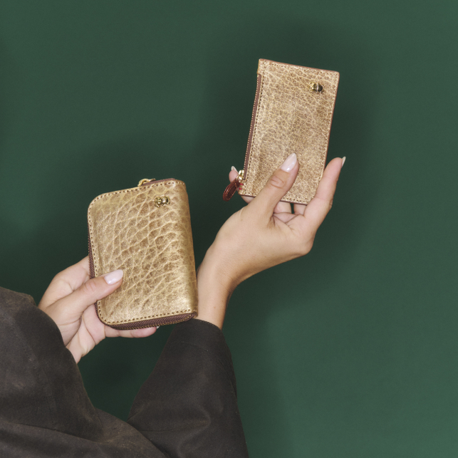 Antic Gold Bubble Leather Helena Card Holder
