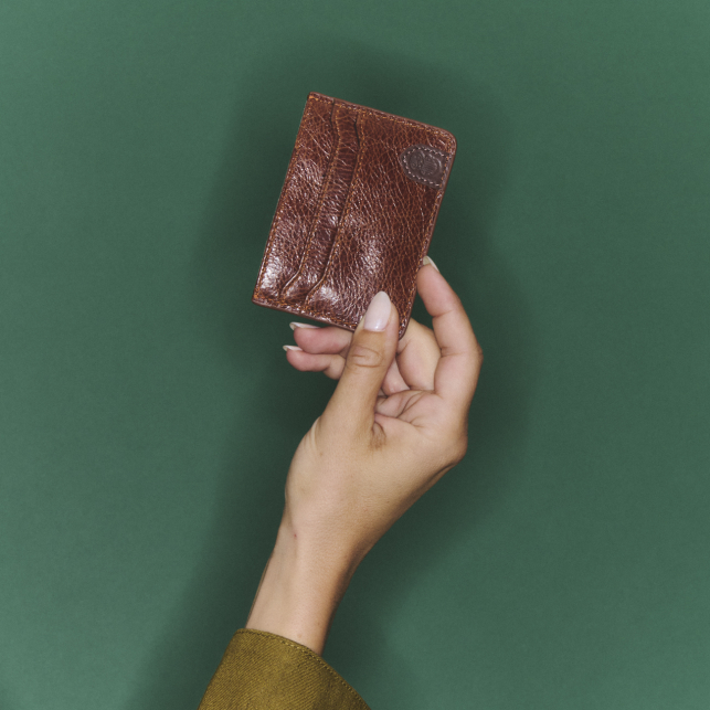 Cognac Leather Manu Card Holder