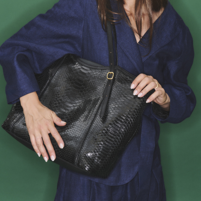 Black Python India Tote