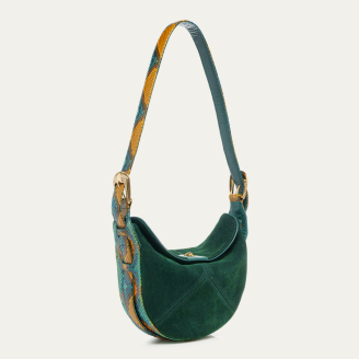 Jade Green Thick Suede & Blue Lotus Python Estelle Bag