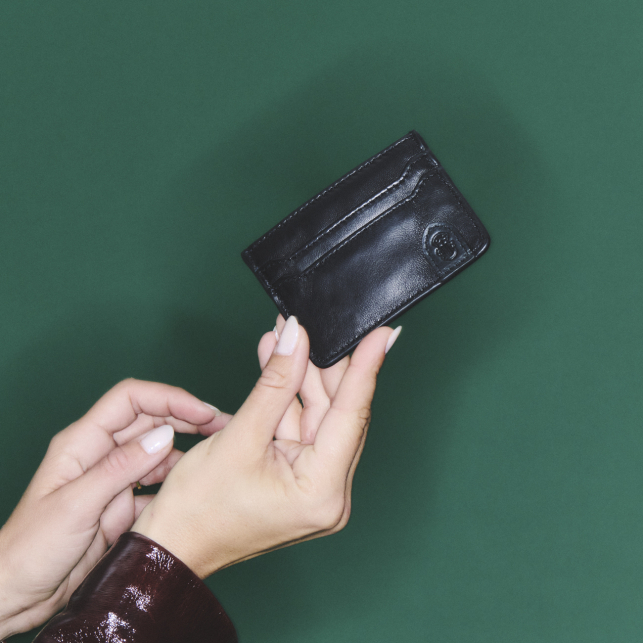 Porte Carte Cuir Nappa Manu Noir