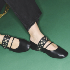 Adele Ballerinas Black Nappa Leather Silver
