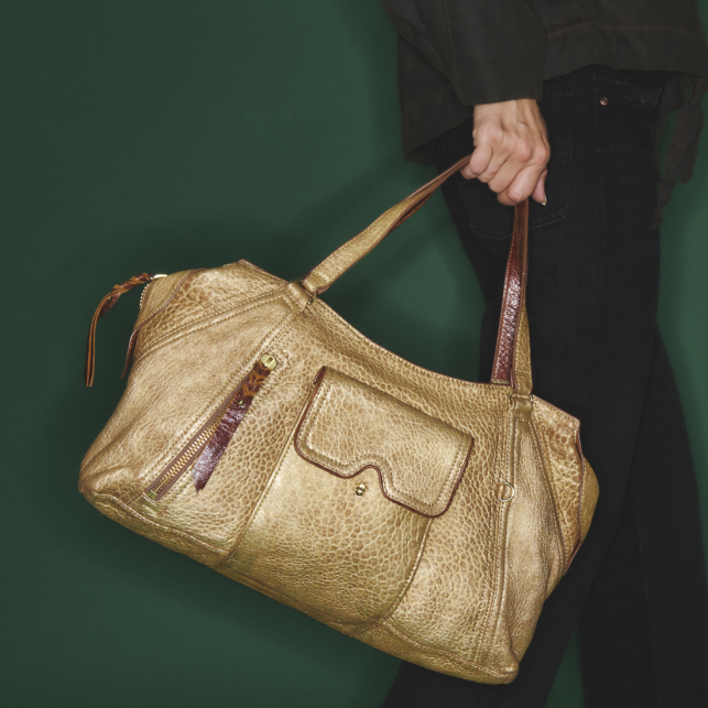 Antic Gold Bubble Leather Juno Bag