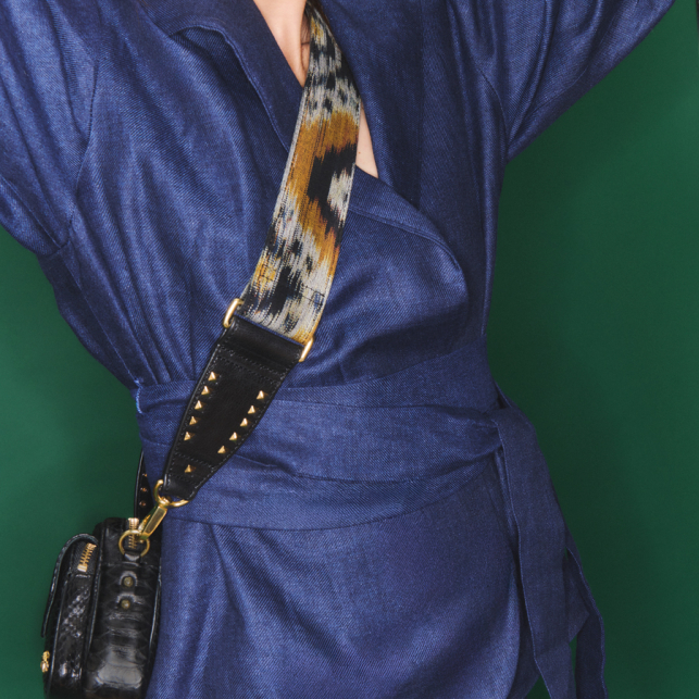 Endek Black Printed Strap with Hooks