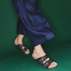 Sandales Cuir Nappa Noir Odette Oeillets