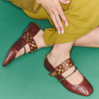 Adele Ballerinas Cognac Leather Gold