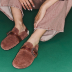 Mules Georgette Veau Velours Cognac